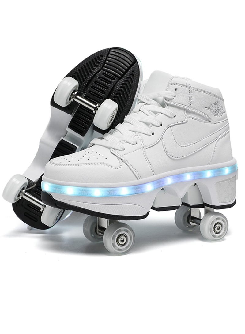 OVERS 4 Wheel Deforming Shoes with Rechargeable LED Flash Skates Shoes for Unisex,Luminous Hidden Wheel Shoes for Kids Men and Women - Image 1