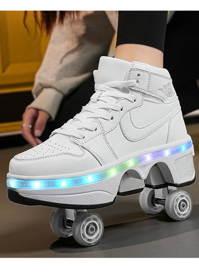 OVERS 4 Wheel Deforming Shoes with Rechargeable LED Flash Skates Shoes for Unisex,Luminous Hidden Wheel Shoes for Kids Men and Women - Image 2