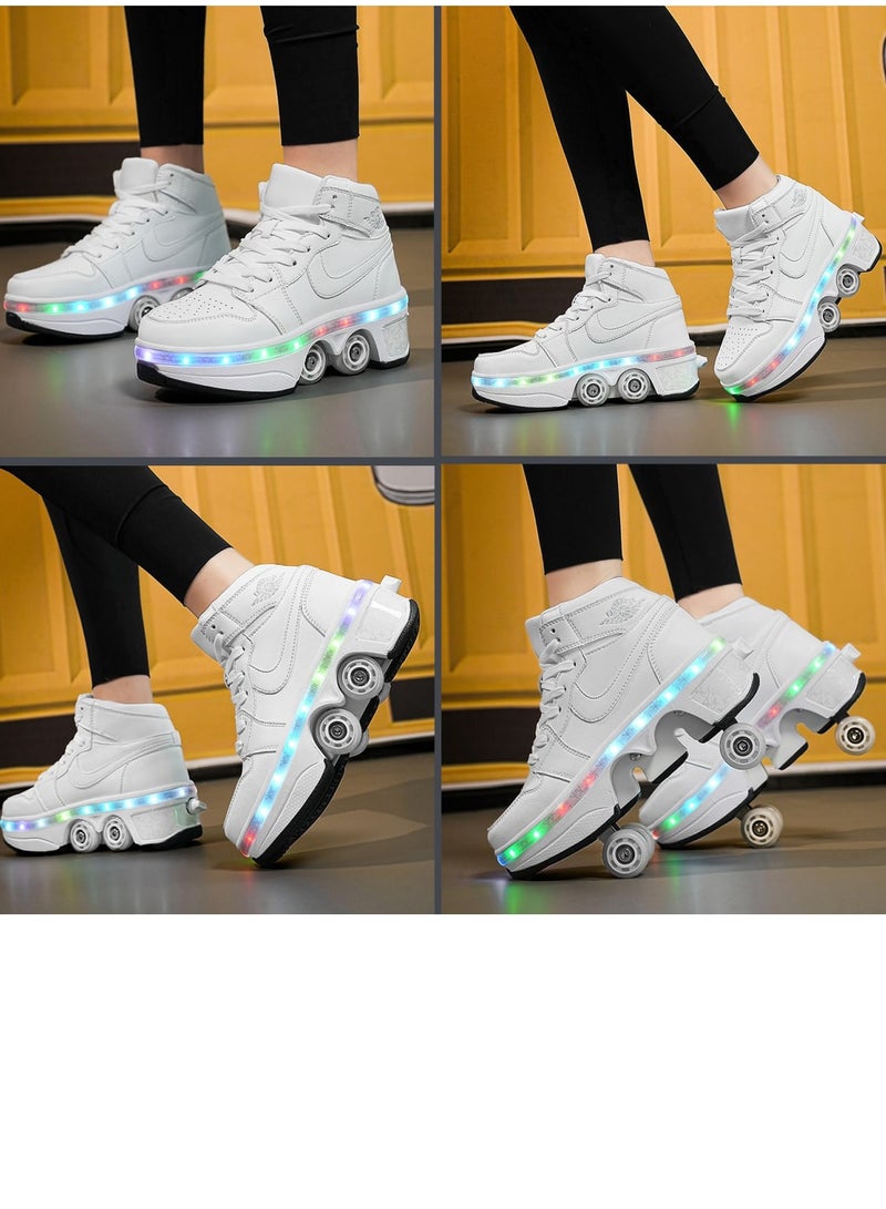 OVERS 4 Wheel Deforming Shoes with Rechargeable LED Flash Skates Shoes for Unisex,Luminous Hidden Wheel Shoes for Kids Men and Women - Image 3