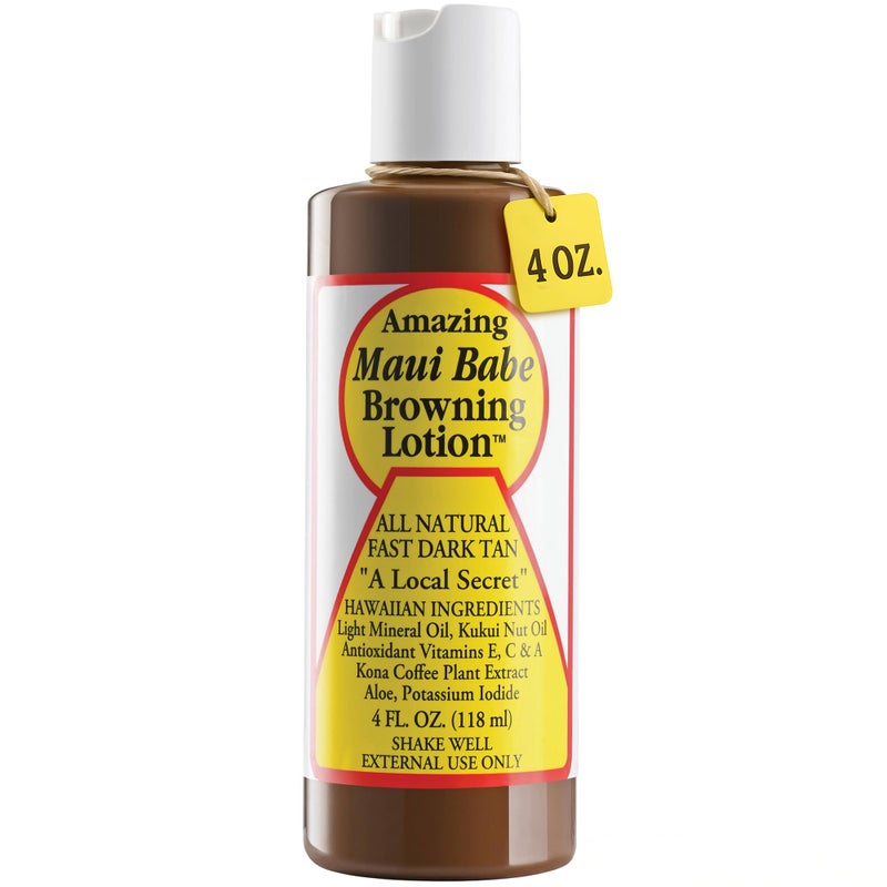 Maui Babe لوشن برونزنج ماوي بيب - معزز تان هاواي الطبيعي مع الفيتامينات ومضادات الأكسدة - تركيبة مرطبة لجميع أنواع البشرة - صنع في الولايات المتحدة - 4 أونصة سائلة - Image 1