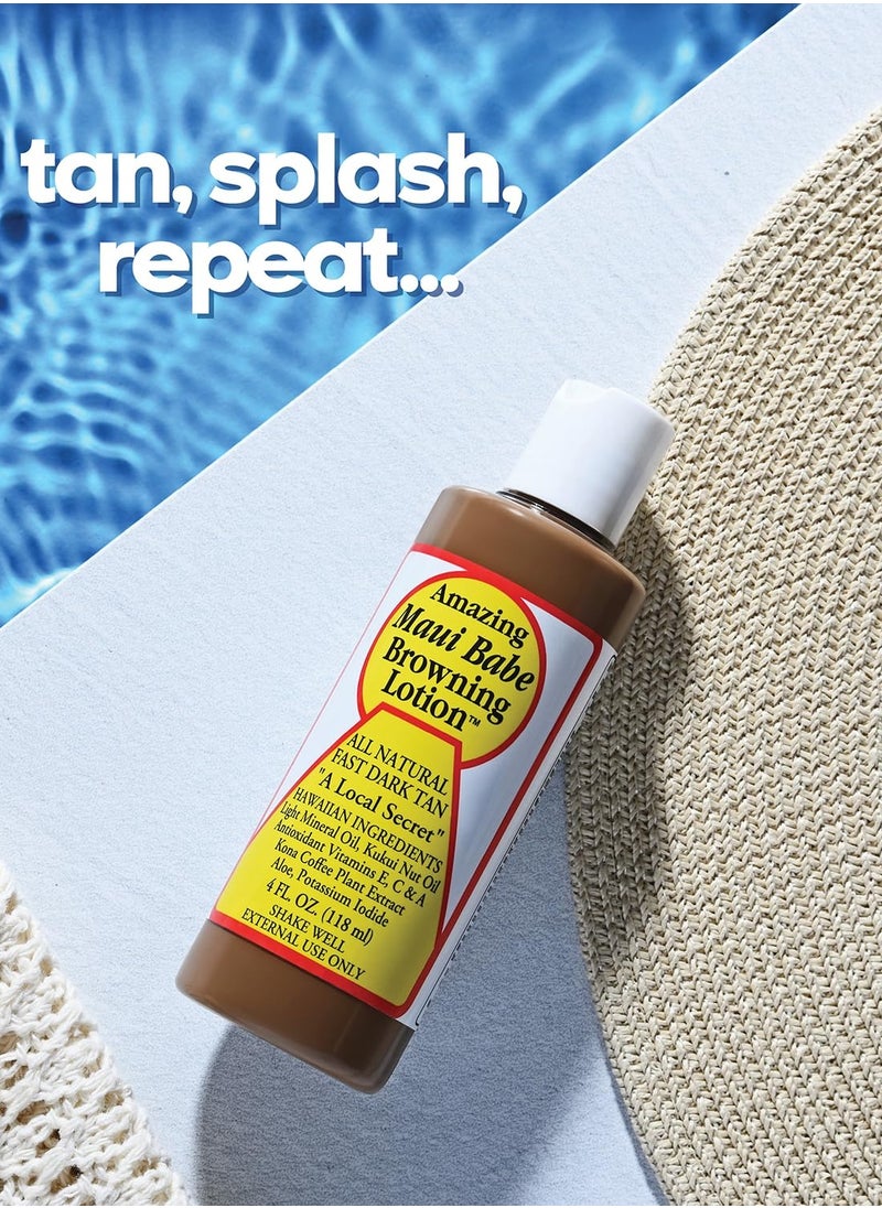 Maui Babe Maui Babe Browning Lotion - Natural Hawaiian Tan Accelerator with Vitamins & Antioxidants - Moisturizing Formula for All Skin Types - Made in USA - 4 fl oz  - Image 4