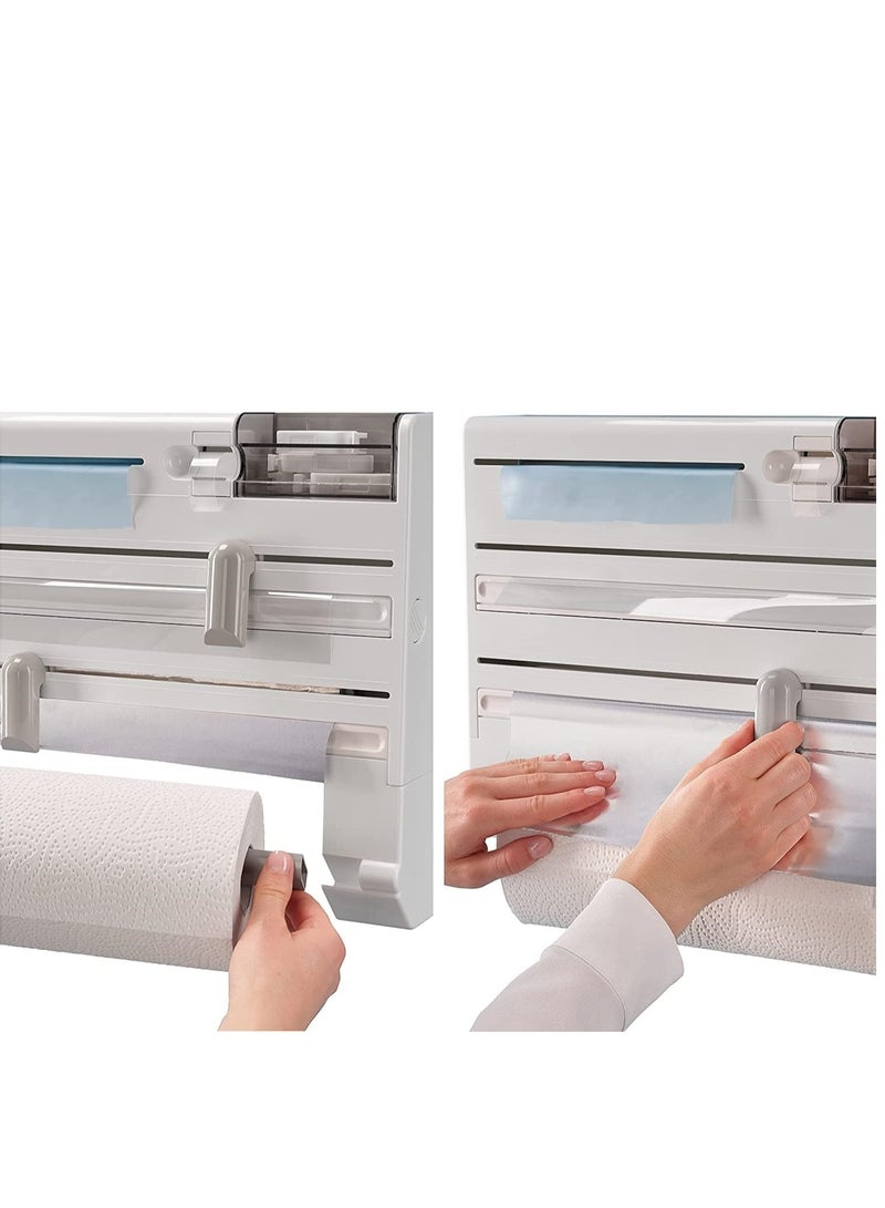 Dérouleur mural Parat Plus ComfortLine, dérouleur mural cuisine avec 6 rangements, support de rangement avec lames tranchantes, dévidoir en ABS  - Image 3