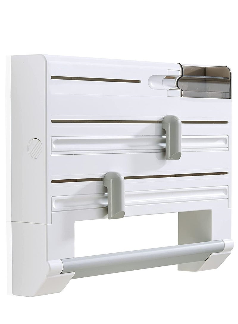 Dérouleur mural Parat Plus ComfortLine, dérouleur mural cuisine avec 6 rangements, support de rangement avec lames tranchantes, dévidoir en ABS  - Image 4