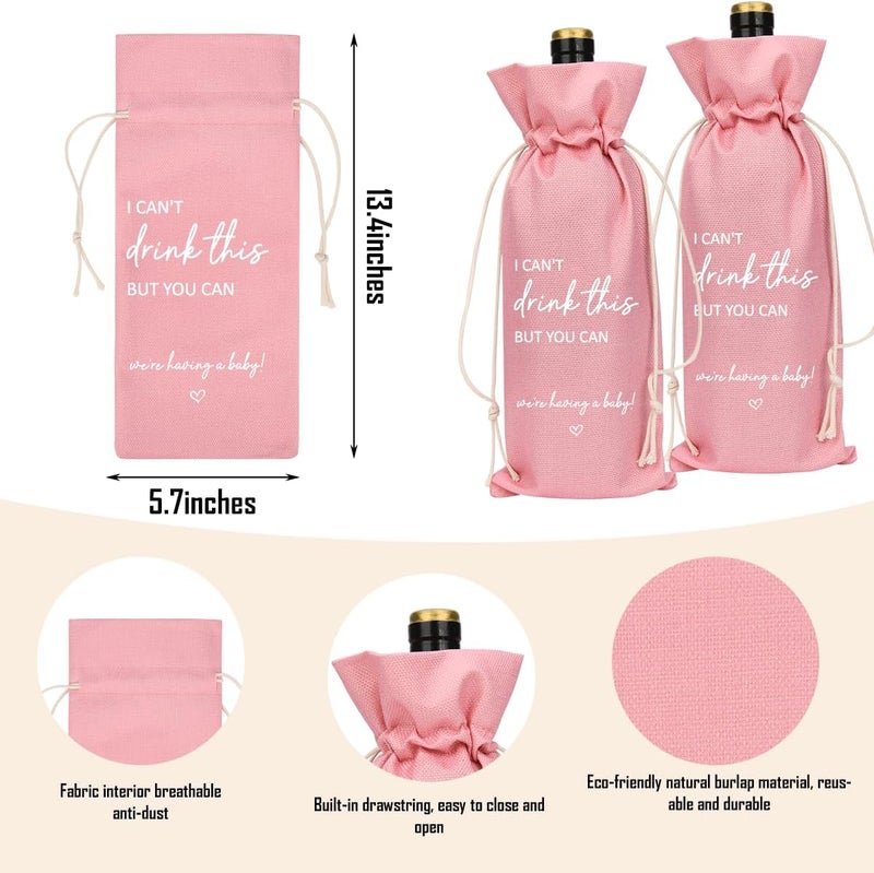 XFW Pink I Cant Drink This But You Can Pregnancy Announcement for Grandparents Aunt Parents New Mom Dad Pregnancy Announcement Wine Bag - Image 1