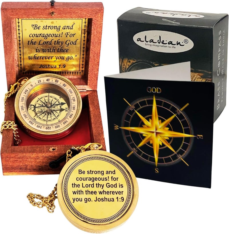 ALADEAN Inspirational Gift Compass - God My Lord Guide Me - Uplifting Baptism Gift, Graduation Gift, Birthday, Confirmation Gift for Men Women Boys Girls Teenage Kids - Image 1
