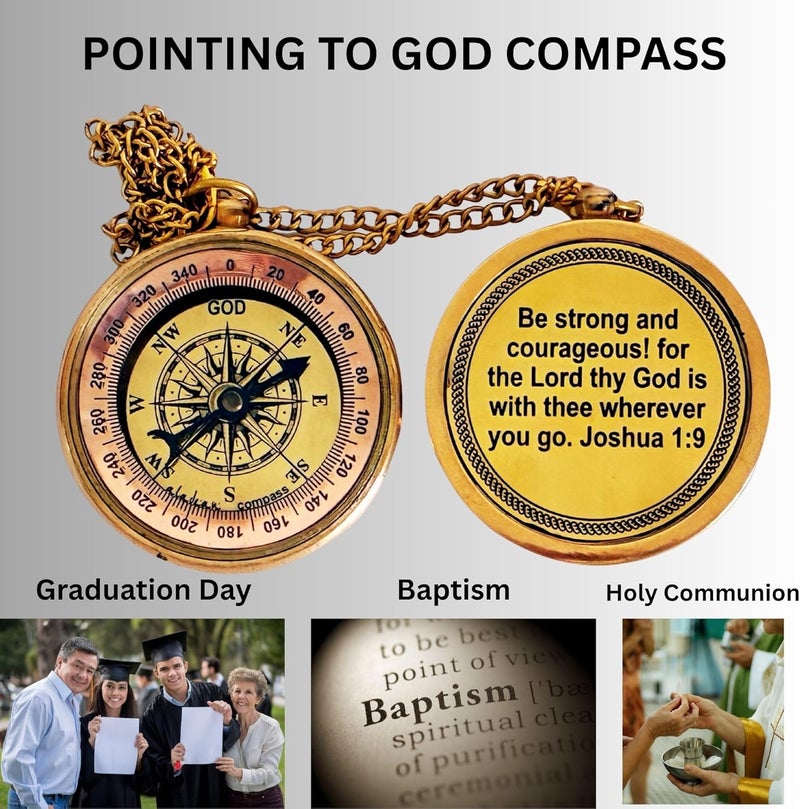 ALADEAN Inspirational Gift Compass - God My Lord Guide Me - Uplifting Baptism Gift, Graduation Gift, Birthday, Confirmation Gift for Men Women Boys Girls Teenage Kids - Image 5