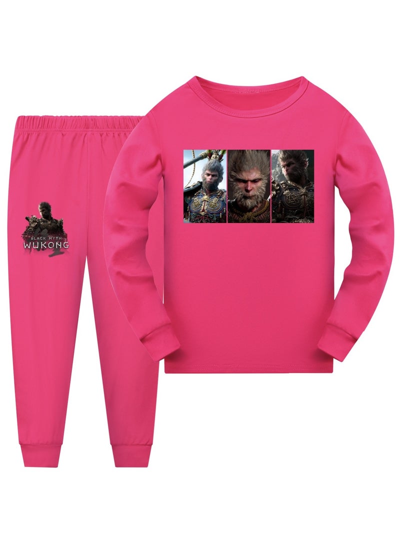 MQD Black Mythical Goku Boys and Girls Long Sleeve Long Pants Pajama Set 