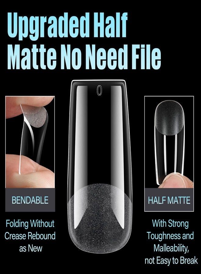 توميكا أطراف أظافر مربعة متوسطة الحجم من توميكا، 240 قطعة من أطراف أظافر أكريليك ناعمة نصف لامعة مسبقة التشكيل، أطراف جيلي شفافة اصطناعية، اضغطي على أظافر أكريليك لتمديد الأظافر بنفسكِ في صالون الأظافر، 12 مقاسًا - Image 4