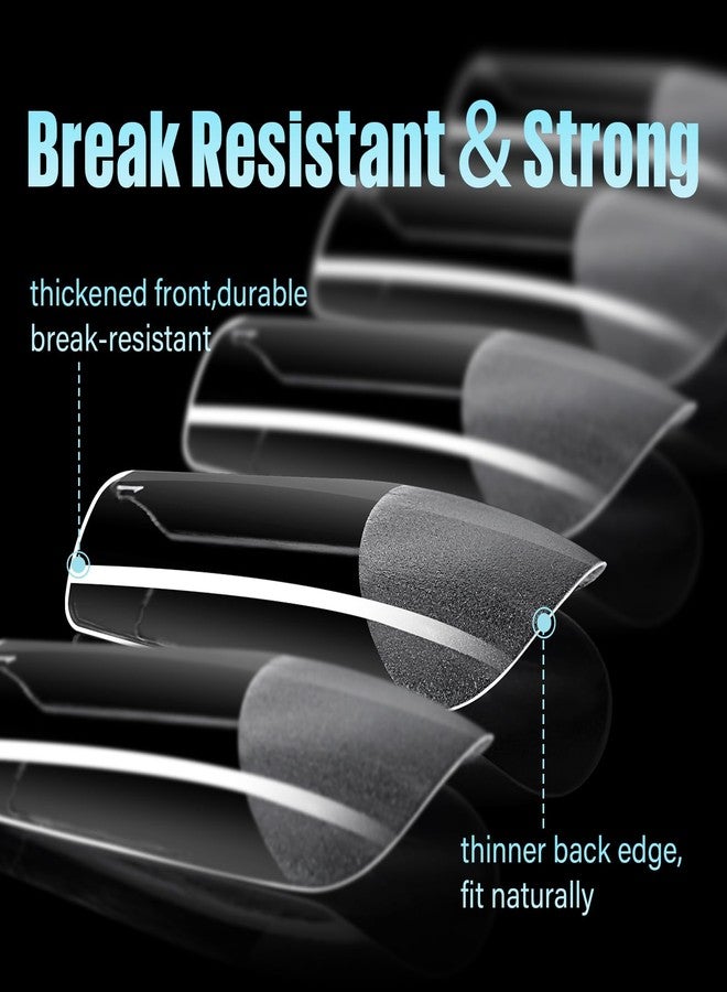 توميكا أطراف أظافر مربعة متوسطة الحجم من توميكا، 240 قطعة من أطراف أظافر أكريليك ناعمة نصف لامعة مسبقة التشكيل، أطراف جيلي شفافة اصطناعية، اضغطي على أظافر أكريليك لتمديد الأظافر بنفسكِ في صالون الأظافر، 12 مقاسًا - Image 5