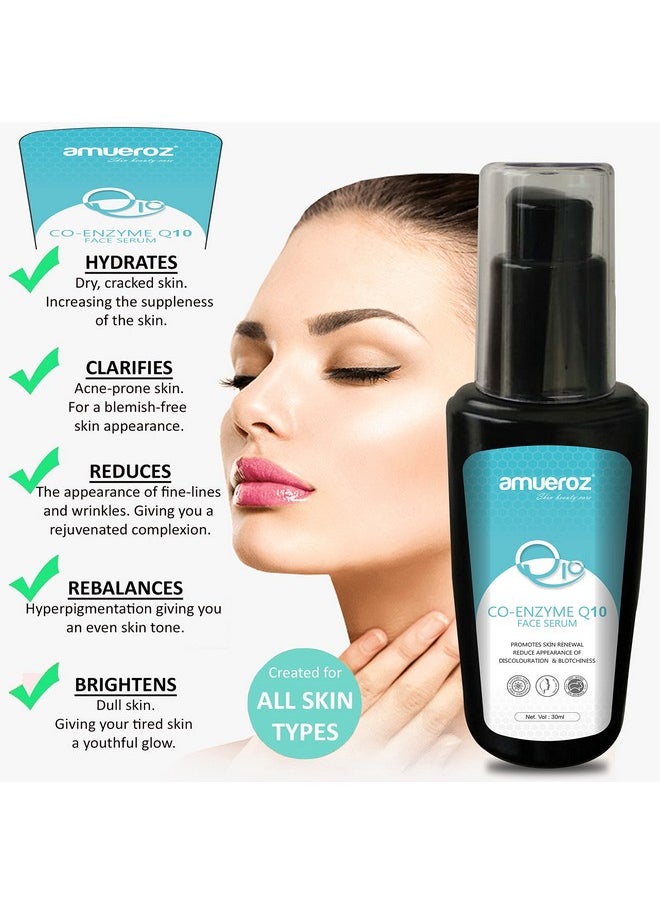 Amueroz Coenzyme Q10 Face Serum Pack Of Two Deep Wrinkle Repair Skin Whitening Serum Reduce Appearance Of Discolouration & Blotchiness Anti Acne Anti Aging & Brightening Serum 30Ml  - Image 2
