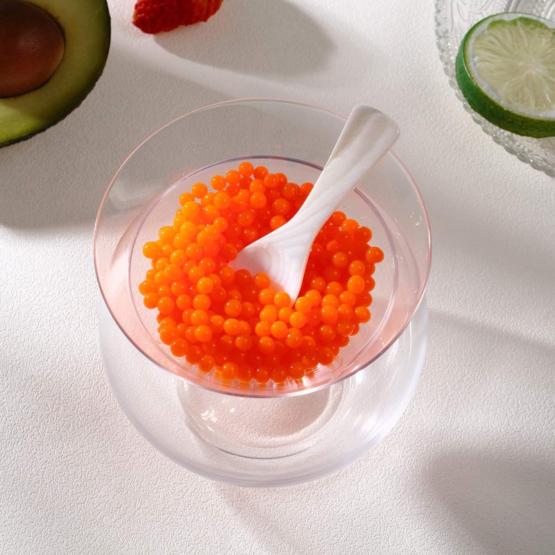 Patelai Glass Caviar Chiller Server Set Caviar Spoons 3.2 Inch Shell Spoon Mother of Pearl Round Handle for Egg, Ice Cream, Coffee, Restaurant Serving(3 Pieces) - Image 3