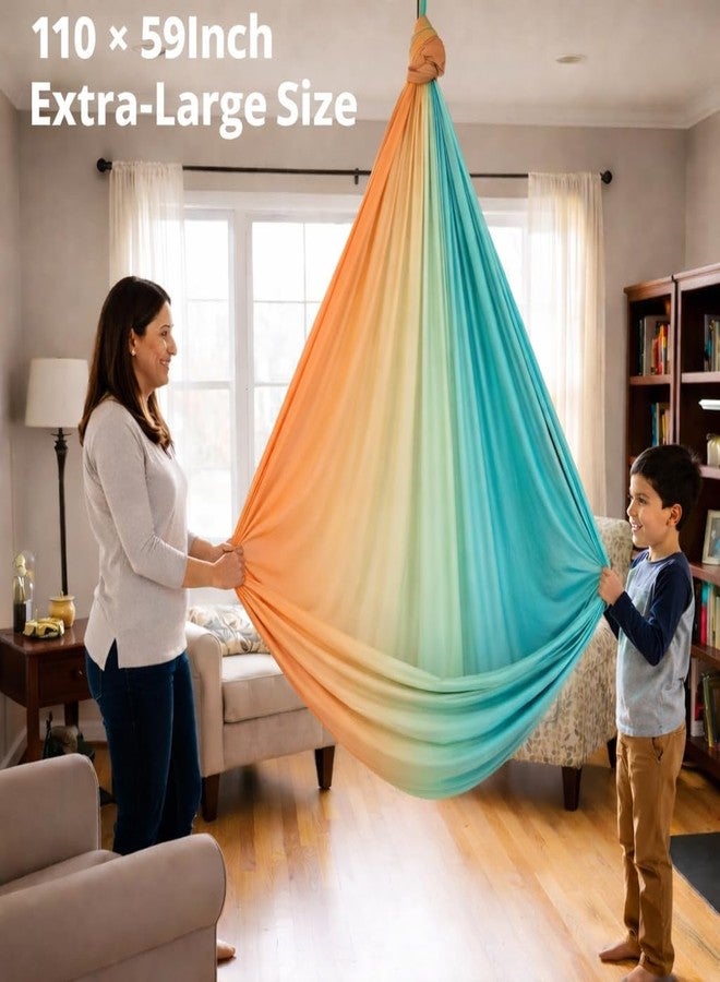 Kartfury Sensory Swing for Kids & Adults | Double Layered Therapy Swing for Autism & ADHD | Indoor & Outdoor | 300 lbs Capacity | 280×150 cm (Green) - Image 2