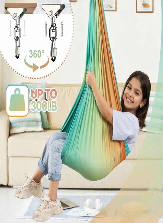 Kartfury Sensory Swing for Kids & Adults | Double Layered Therapy Swing for Autism & ADHD | Indoor & Outdoor | 300 lbs Capacity | 280×150 cm (Green) - Image 5