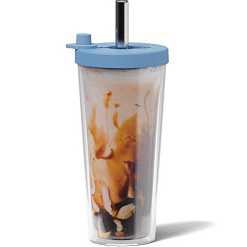 Dodoko Reusable Boba/Bubble Tea Cup - 17 oz with Lid & Straw; Cold Coffee/Smoothie Cup to Go - Breeze Blue - Image 1