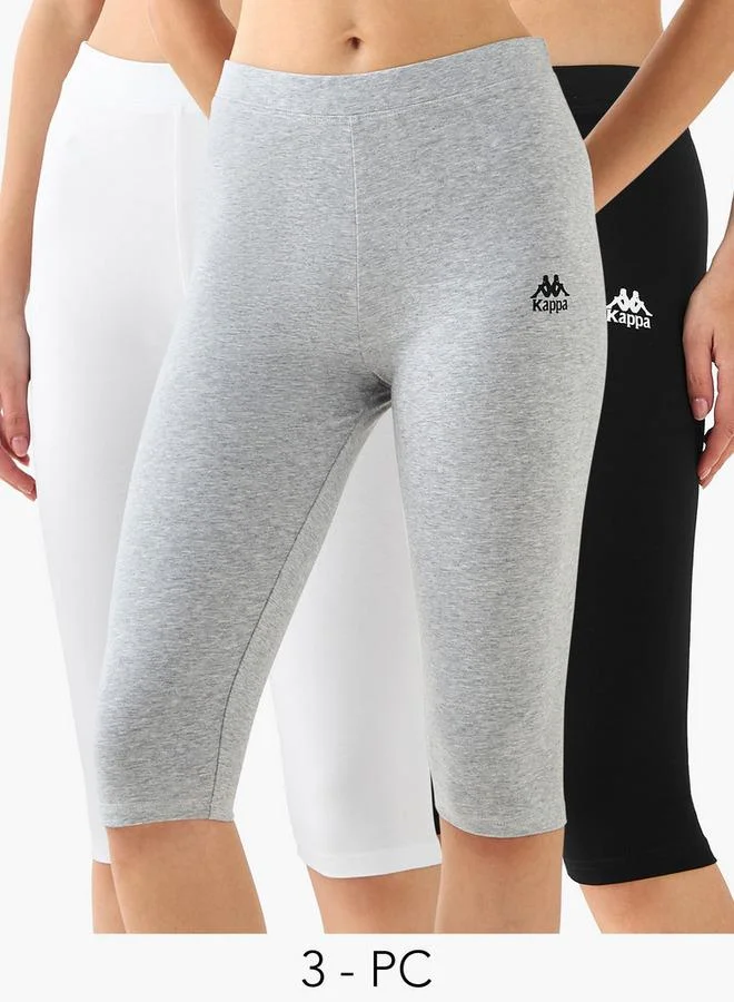 كابا Kappa Pack of 3 Elasticated Knee Length Leggings with Logo Design