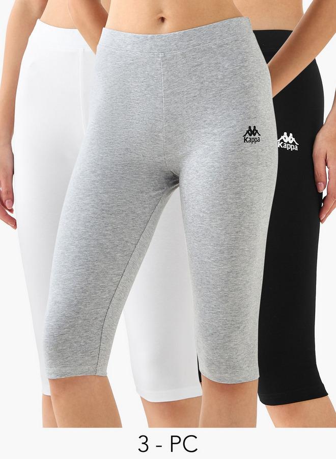 Kappa Pack of 3 Elasticated Knee Length Leggings with Logo Design - Image 1