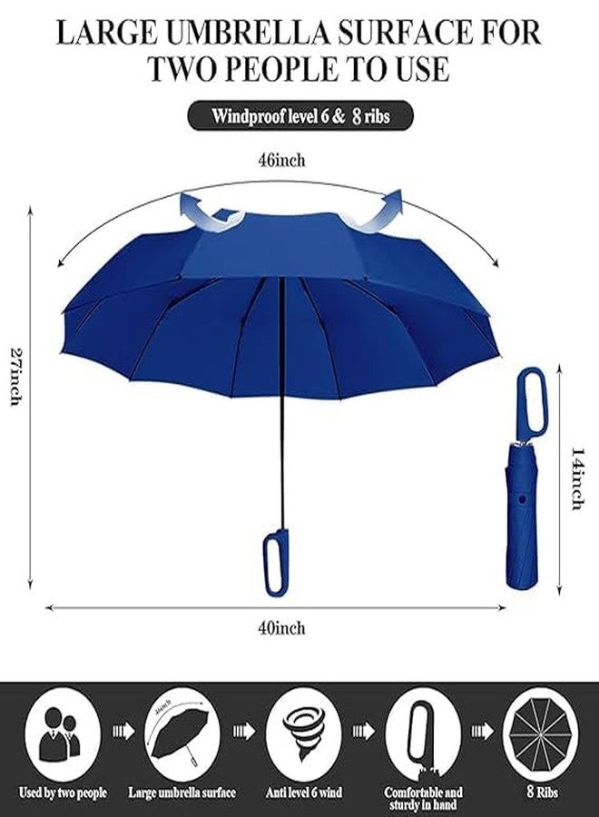 ROMILAS UV Umbrella with Novelty Carabiner Handle, Travel Umbrellas for Rain and Sun Windproof Compact, Automatic Open Close, 8 Ribs, Portable Umbrella for Men and Women (Navyblue) - Image 4