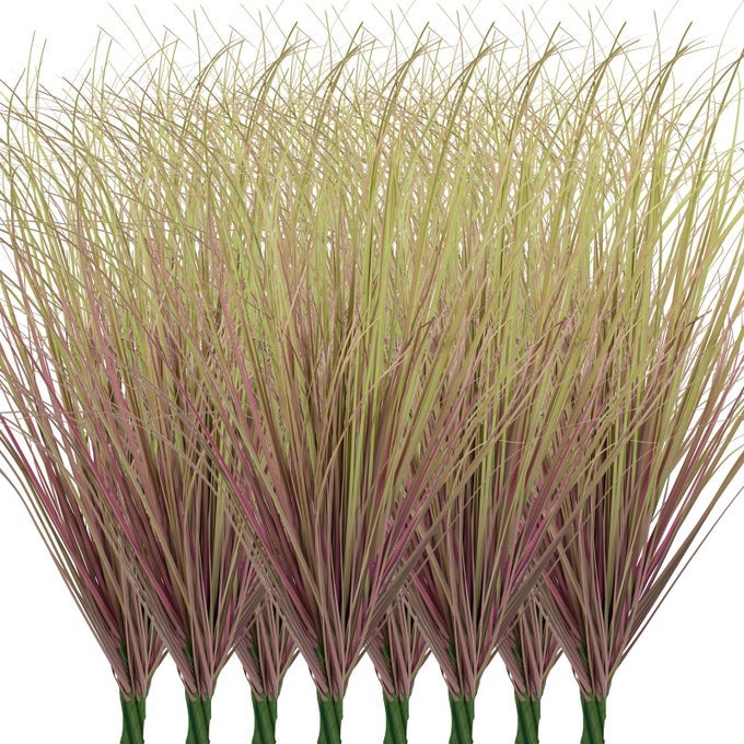 24PCS ARTIFICIAL GRASS PLANTS FAUX SHRUBS WHEAT GRASS ARTIFICIAL TALL GRASS FAKE PLANTS FOR OUTDOOR DECORARTIFICIAL GREENERY STEMS WEED FOR ROOM INDOOR HOME DECORLIGHT PURPLE
