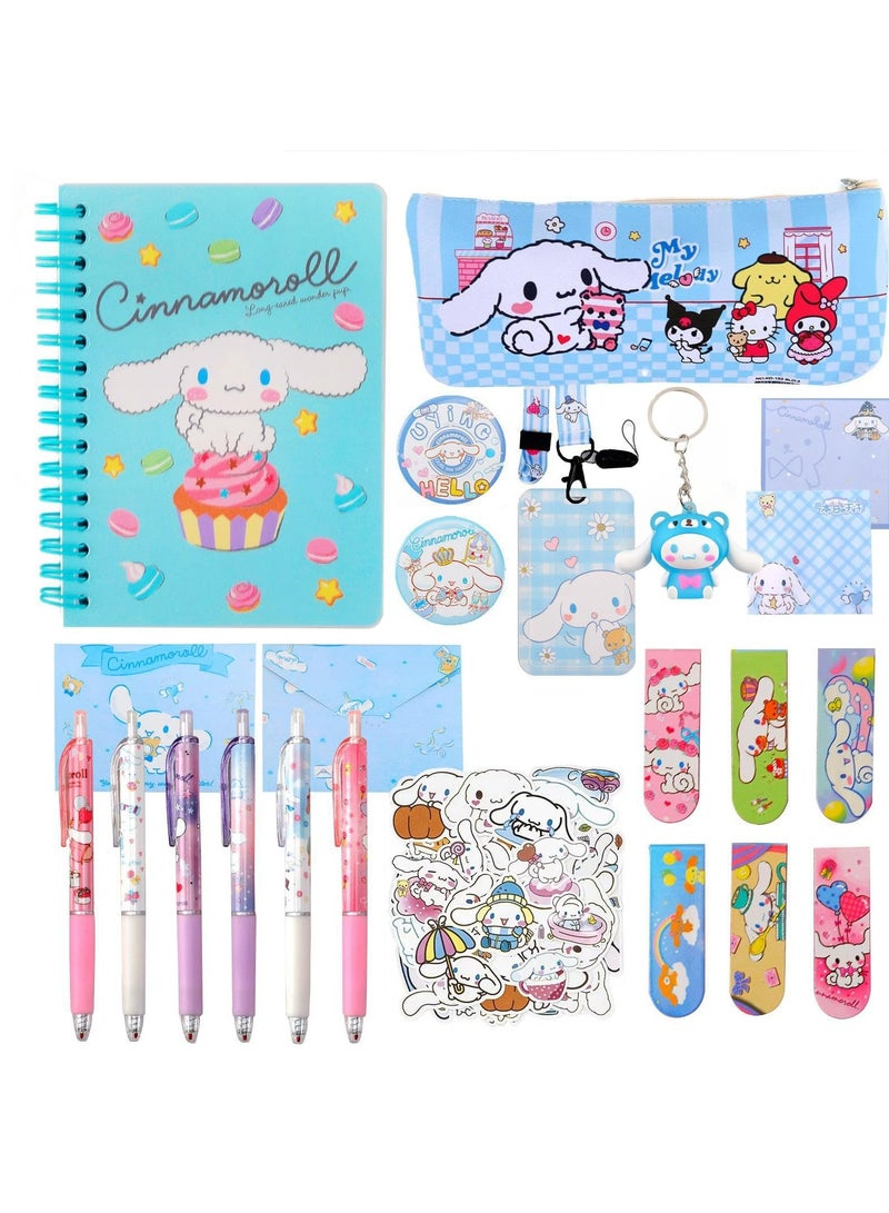 CMGTYYD Cute School Supplies Set, Cartoon School Supplies, School Supplies for Kids Girls Including Cartoon Journal Pencil Case Ballpoint Pen ID Badge Holder Stickers Key Chain Bookmark - Image 1