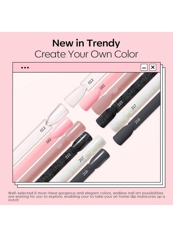 modelones - 22 Pcs Dip Powder Nail Kit Starter 6 Colors Nude Clear Black Pink Dipping Powder Essential Liquid Set With Base Top Coat Activator French Manicure Set For Beginner Starter All In One Kit Diy At Home - Image 1
