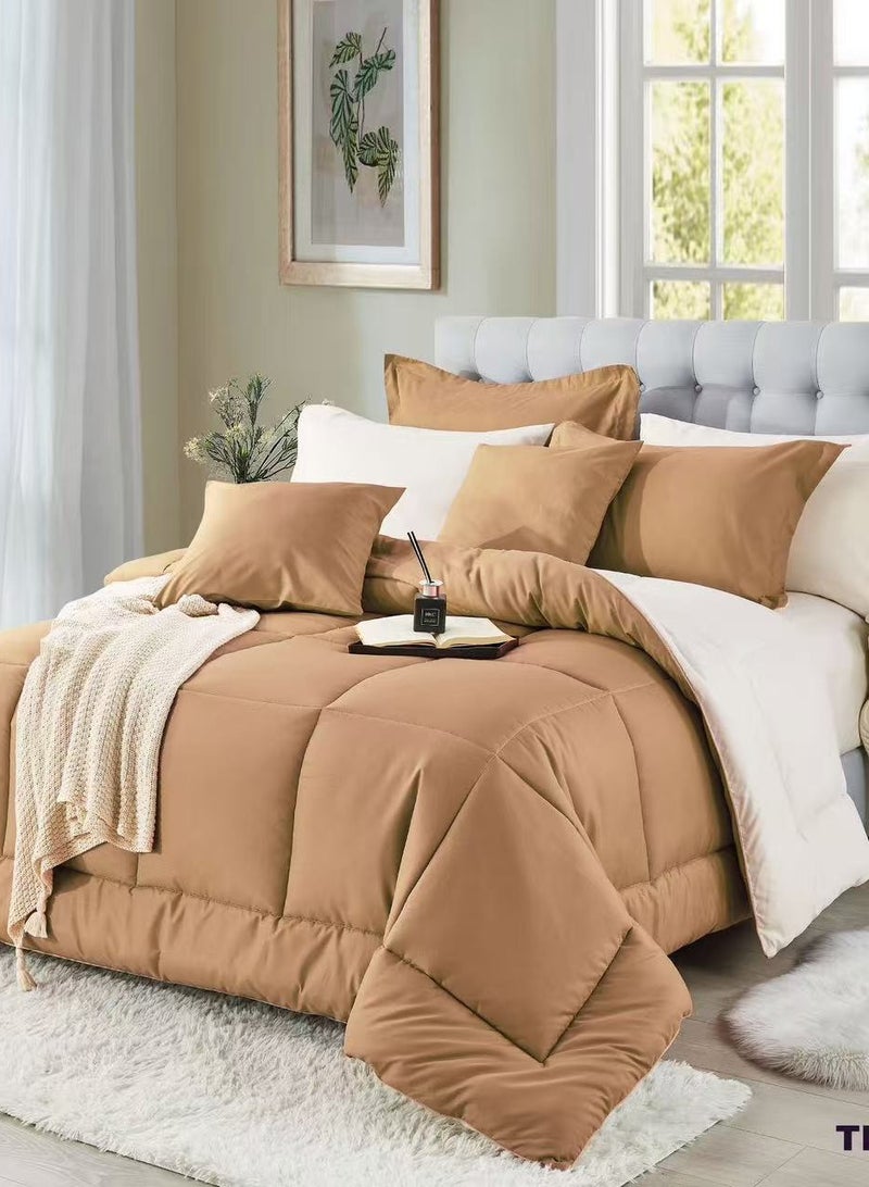 Cotton Filling Comforter 5 Pieces Set ,Soft Microfiber Fabric,  Single Size 220x160 cm, Hotel Comforter