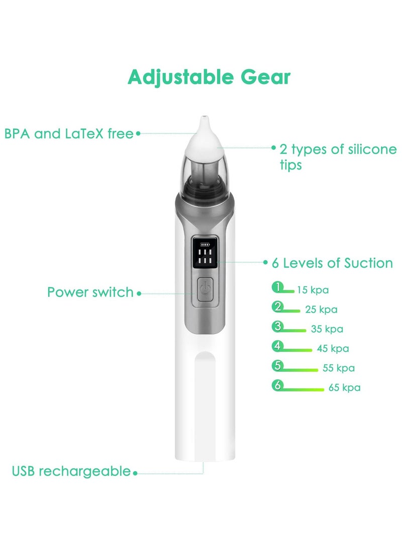 سيوسي شفاط أنف للأطفال ، منظف أنف للأطفال قابل لإعادة الشحن بمص كهربائي ، مصاصة مخاطية للأطفال الصغار وحديثي الولادة ، 6 مستويات للشفط - Image 5