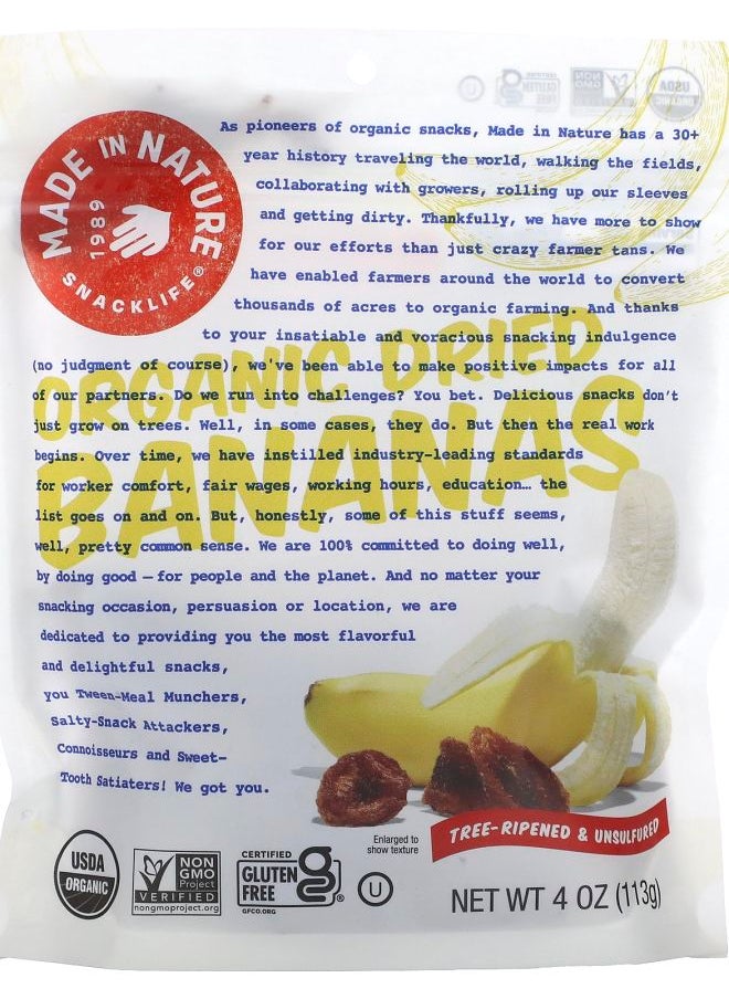 MADE IN NATURE - Organic Dried Banana Tree-Ripened & Unsulfured 4 oz (113 g) - Image 1