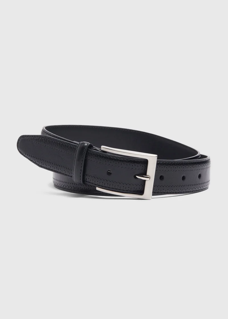 Matalan Black PU Brogue Belt