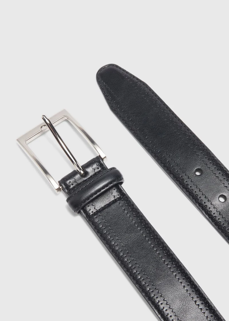 Matalan Black PU Brogue Belt