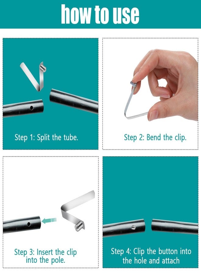 Sliverdew 12 Pieces Tent Pole Clips Tent Pole Push Button Spring Clip Stainless Steel Kayak Spring Snap Tube Locking Pin Clips for Kayak Paddle Camping Tent Pole 8mm - Image 3