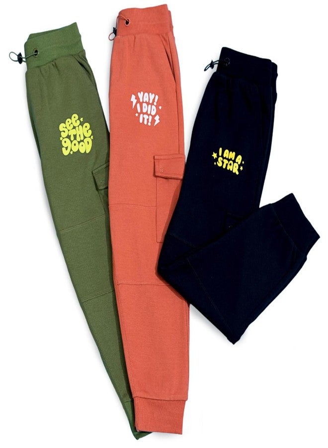 superbottoms Cotton Joggers for Kids - Stretchable Baby Pants - Premium Cotton Pajama for Kids | 5Y - 6Y | Adjustable Elastic Waistband Joggers - Waist & Ankle Ribs for Better Fit - 3 Trendy Colours - Image 1