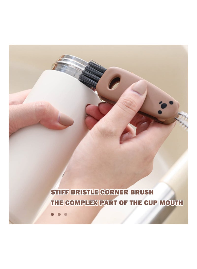Zikra 2 Pcs 3 in 1 Multifunctional Cleaning Brush Mini Glass Cover Cleaning Brush Bottle Crevice Brush Cleaner Set Bottle Cap Detail Brush for Nursing Bottle Cup Cover Lid Groove Cleaning Gadgets Set - Image 3