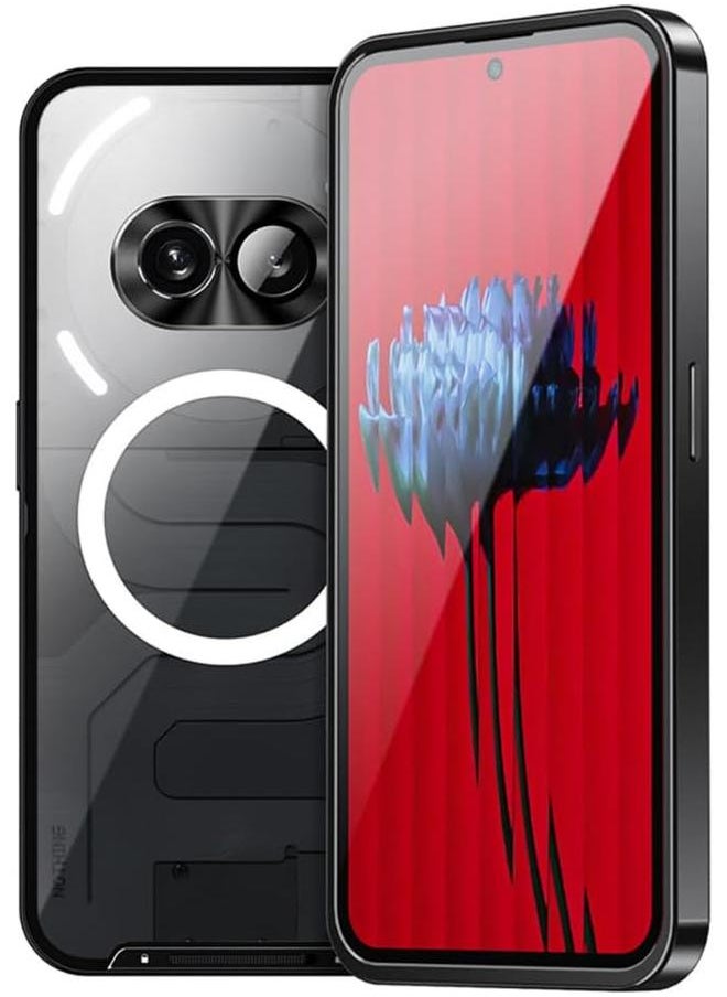 erorex Case Compatible With Nothing Phone 2A Compatible With Mag Safe Magnetic Adsorption Metal Bumper Back Frosted Pc Cover For Nothing Phone 2A Black  - Image 1