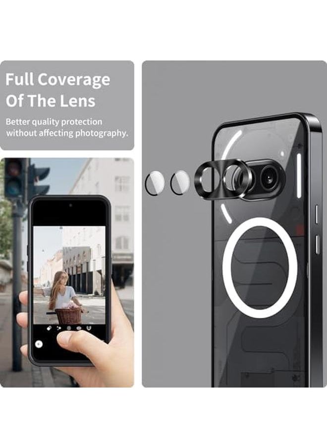 erorex Case Compatible With Nothing Phone 2A Compatible With Mag Safe Magnetic Adsorption Metal Bumper Back Frosted Pc Cover For Nothing Phone 2A Black  - Image 3
