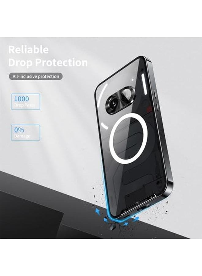 erorex Case Compatible With Nothing Phone 2A Compatible With Mag Safe Magnetic Adsorption Metal Bumper Back Frosted Pc Cover For Nothing Phone 2A Black  - Image 4