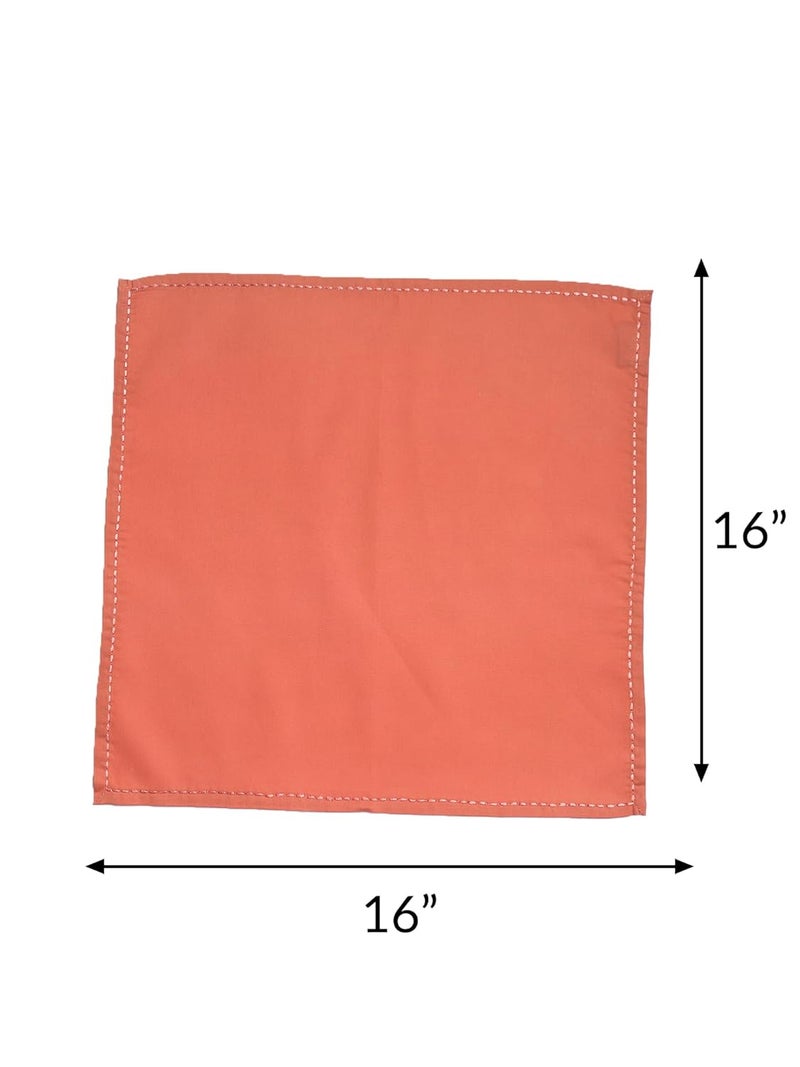 Zeba World Dinner Table Napkins 100% Cotton Set of 6 pcs | Embroidered Chawal Taka | Washable and Reusable Napkins for Dinner Table - Dark Coral Pink - 16x16 inches (40x40cms) (Pack of 6) - Image 2