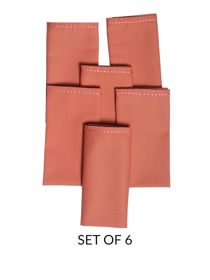 Zeba World Dinner Table Napkins 100% Cotton Set of 6 pcs | Embroidered Chawal Taka | Washable and Reusable Napkins for Dinner Table - Dark Coral Pink - 16x16 inches (40x40cms) (Pack of 6) - Image 4