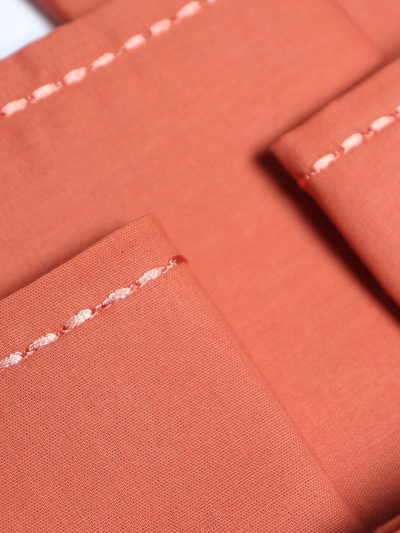 Zeba World Dinner Table Napkins 100% Cotton Set of 6 pcs | Embroidered Chawal Taka | Washable and Reusable Napkins for Dinner Table - Dark Coral Pink - 16x16 inches (40x40cms) (Pack of 6) - Image 3