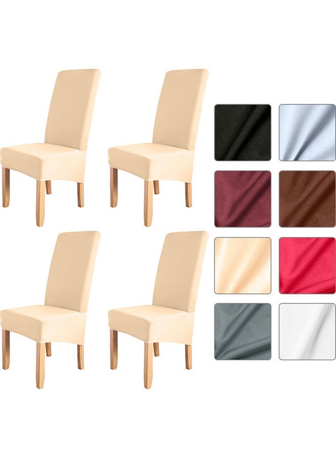 NIBEMINENT 4-Piece Solid Chair Cover Champagne - Image 1