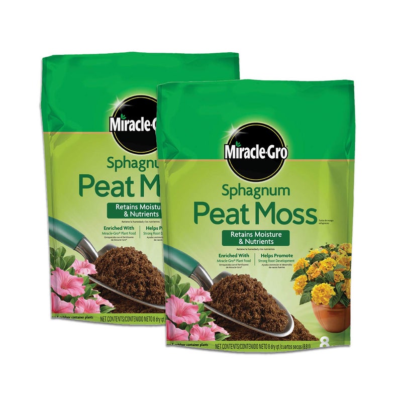 Miracle-Gro Sphagnum Peat Moss - Enriched with Plant Food, Add to Potting Mix and Native Soil, 8 qt. (2-Pack) - Image 2