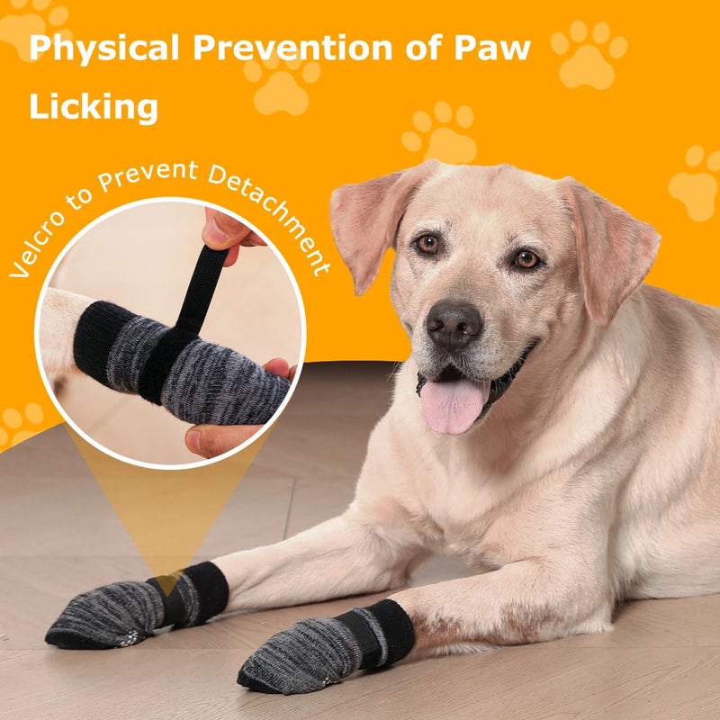 KUPAO Dog Socks 12 Pack to Prevent Licking Paws, Anti Slip Dog Booties and Paw Protectors for Hardwood Floors Hot Pavement, Suitable for Small Medium Large Senior Dogs - Size Large - Image 3