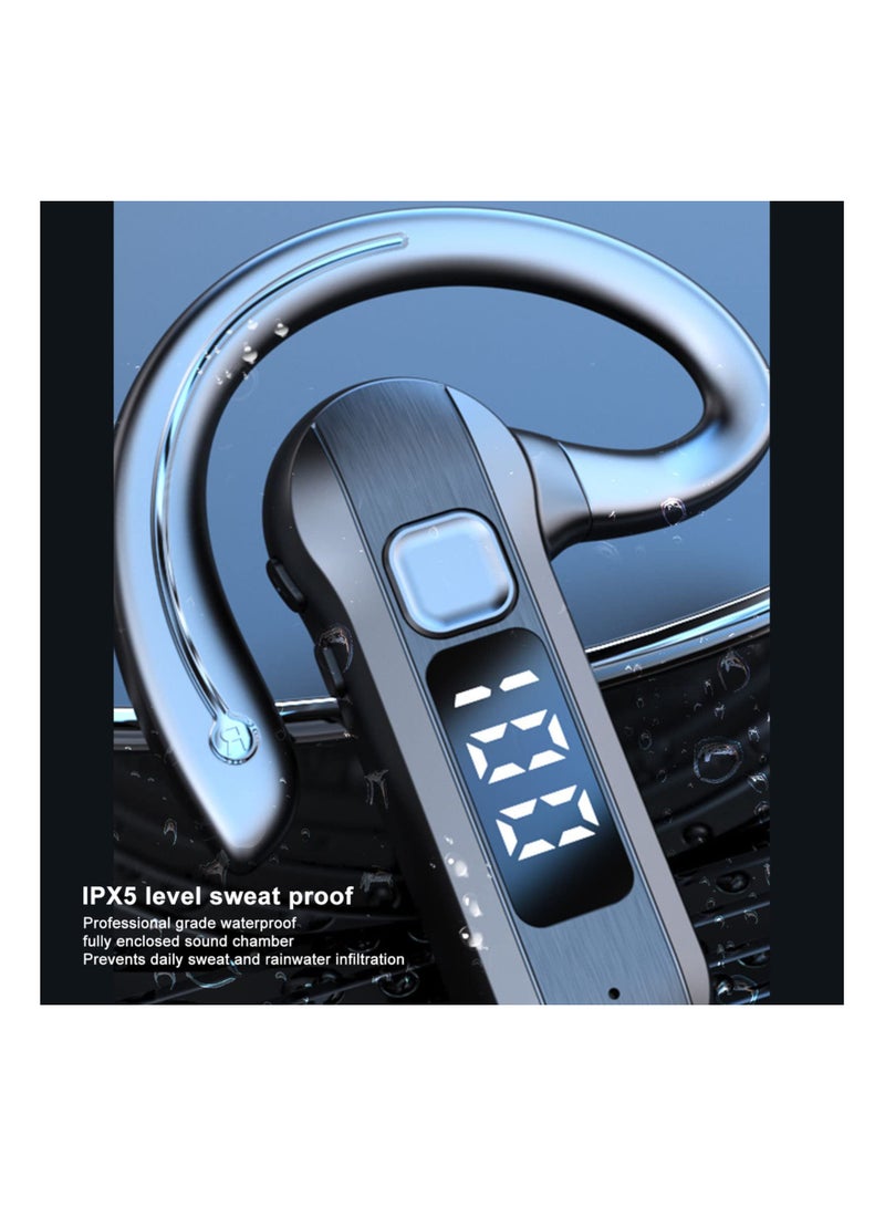 Zikra Suntown Single Ear Bone Conduction Headset Bluetooth 5.2, Open Ear Wireless Earphones Waterproof with LED Power Display Microphone, Type C Charging, for Driving Business Sport (Black) - Image 2