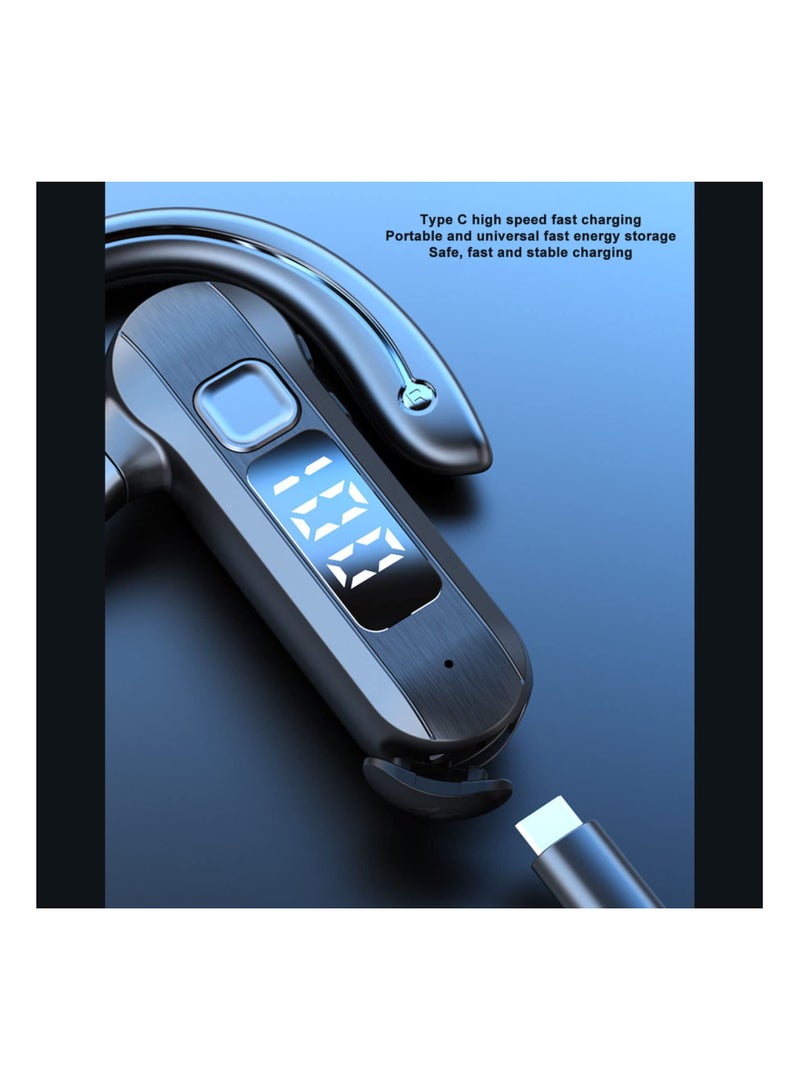 Zikra Suntown Single Ear Bone Conduction Headset Bluetooth 5.2, Open Ear Wireless Earphones Waterproof with LED Power Display Microphone, Type C Charging, for Driving Business Sport (Black) - Image 3