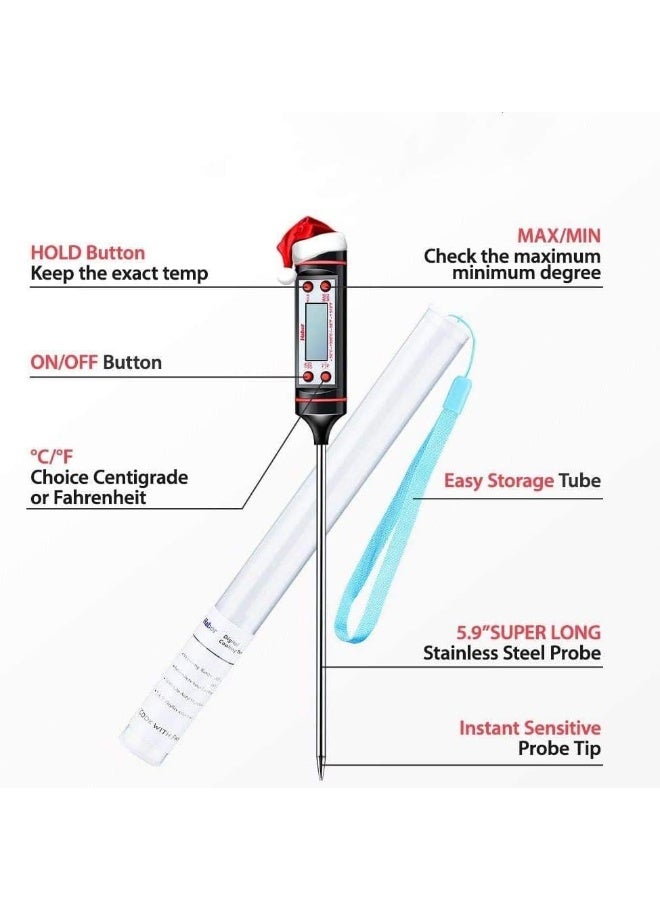 SKY-TOUCH Sincher Meat Thermometer, Cooking Thermometer with Instant Read, LCD Screen, Hold Function for Kitchen Food Smoker Grill BBQ Meat Candy Milk Water  - Image 2
