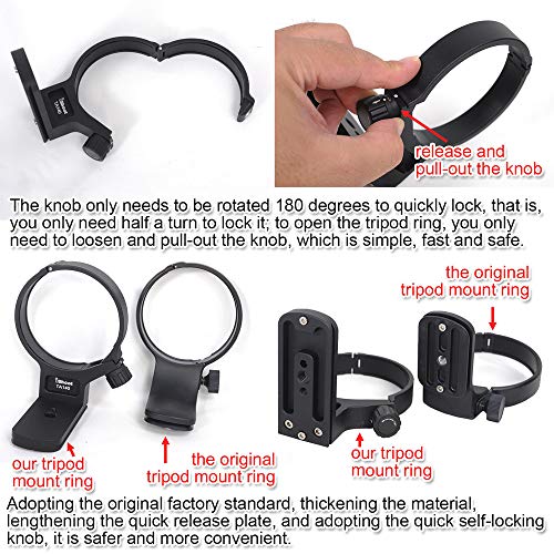iShoot Lens Tripod Mount Ring for Tamron 100-400mm f/4.5-6.3 Di VC USD(A035) Lens, Lens Collar Support Bracket-Bottom is ARCA Fit Quick Release Plate Compatible with Tripod Ball Head of ARCA-SWISS Fit - Image 4