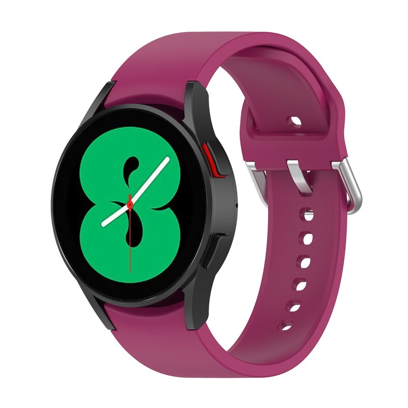 Replacement Strap For Samung Galaxy Watch4 40mm / 44mm Silicone Silver Round Buckle Watch Band(Wine Red) - Image 4
