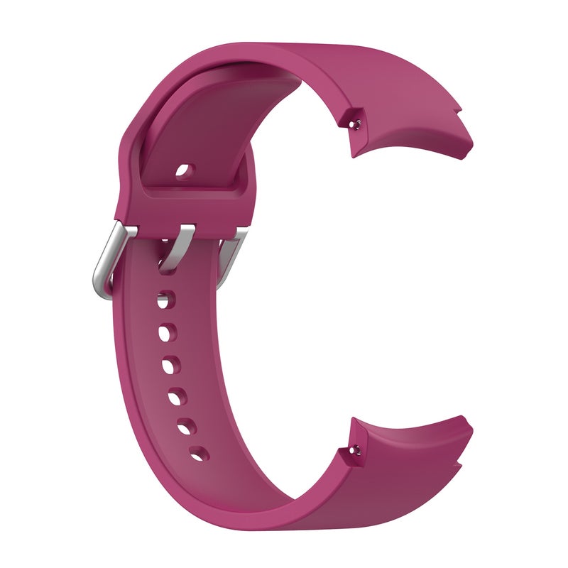 Replacement Strap For Samung Galaxy Watch4 40mm / 44mm Silicone Silver Round Buckle Watch Band(Wine Red) - Image 3