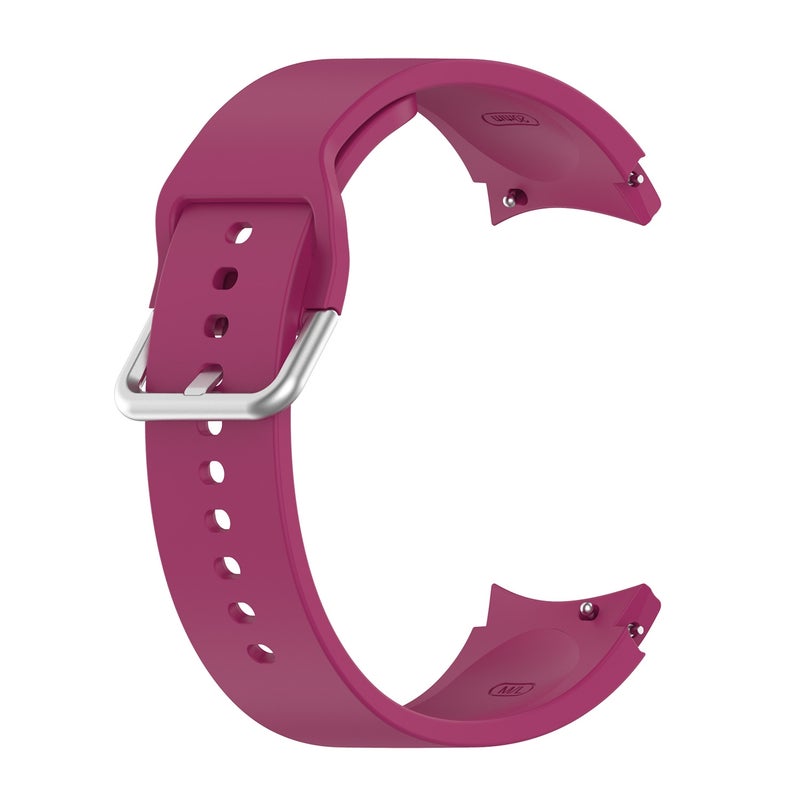 Replacement Strap For Samung Galaxy Watch4 40mm / 44mm Silicone Silver Round Buckle Watch Band(Wine Red) - Image 1