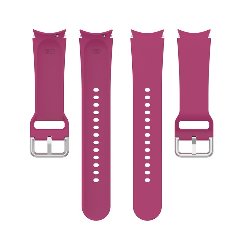 Replacement Strap For Samung Galaxy Watch4 40mm / 44mm Silicone Silver Round Buckle Watch Band(Wine Red) - Image 2