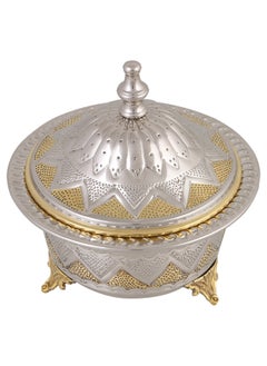 AL SANIDI Indian Copper dates storage, dates Storage, Silver, Size 16 Cm  - Image 2